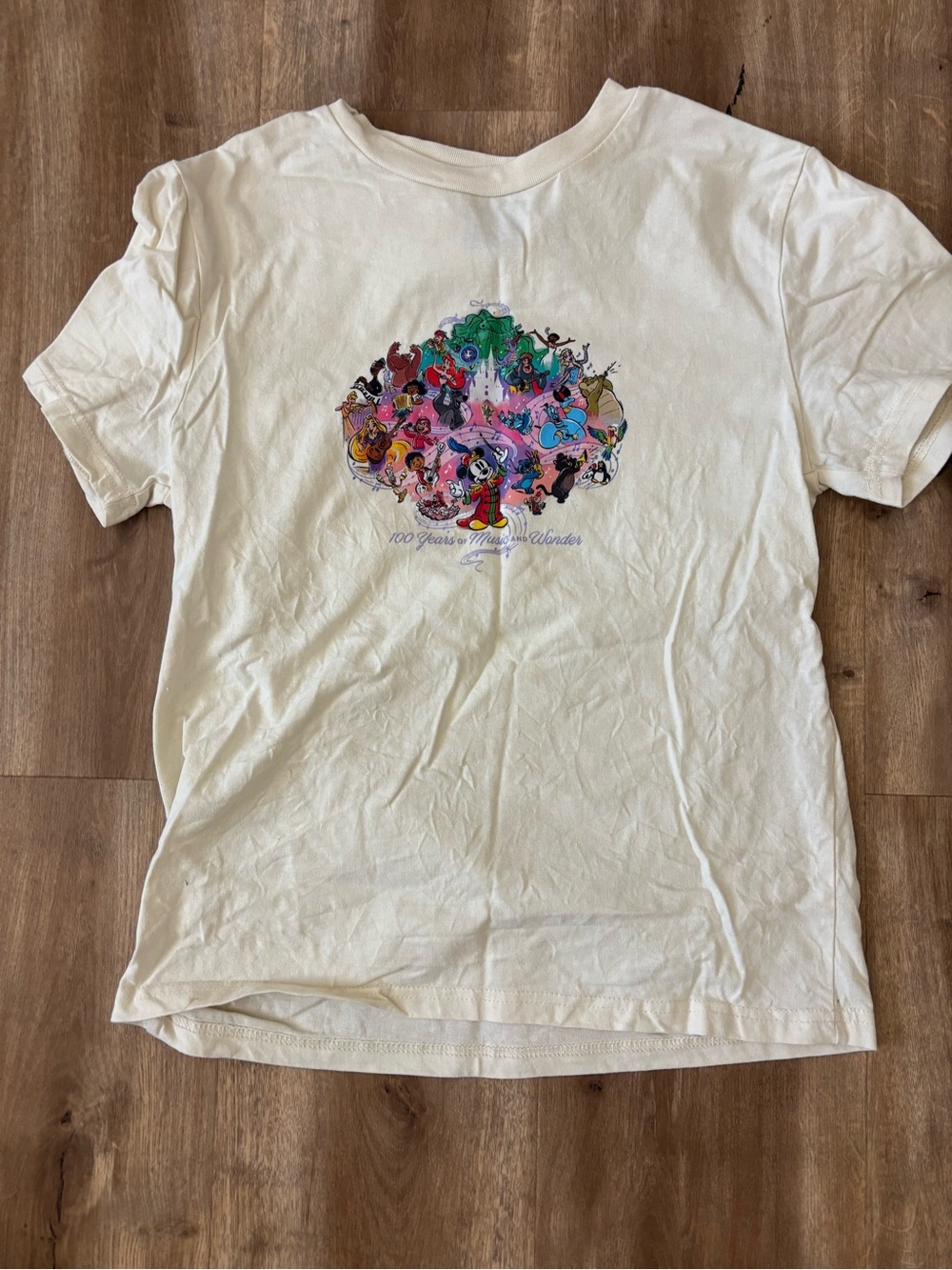 Disney White Kids T-Shirt with Multicolor Character Graphic
